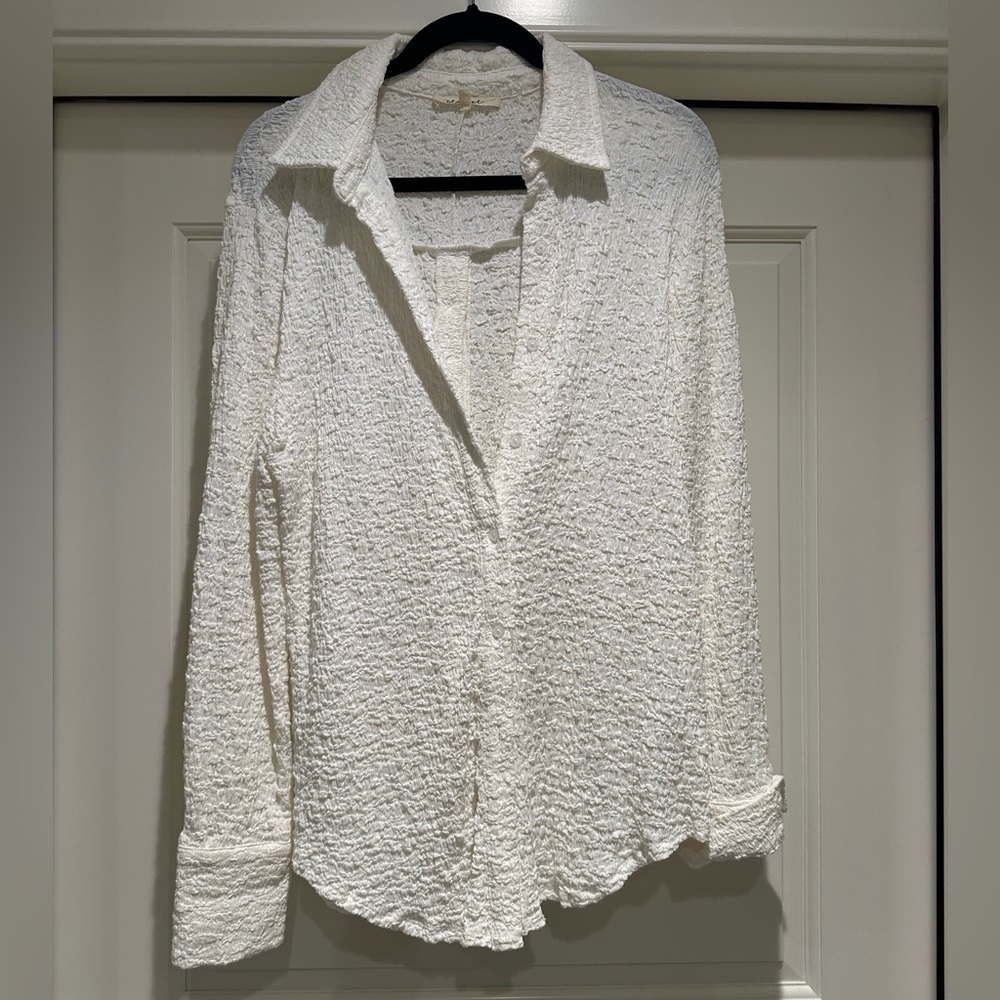 Textured Ivory Button Down Sz M/L